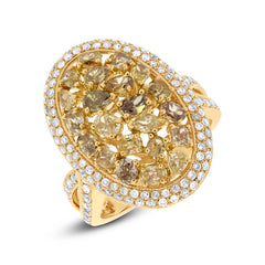 3.07ct 18k Yellow Gold White & Fancy Color Diamond Ring