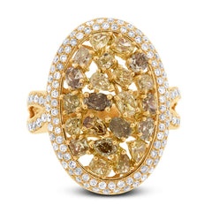 3.07ct 18k Yellow Gold White & Fancy Color Diamond Ring
