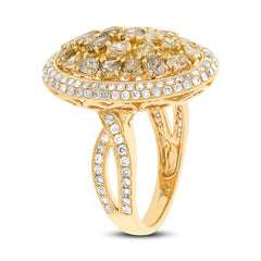 3.07ct 18k Yellow Gold White & Fancy Color Diamond Ring