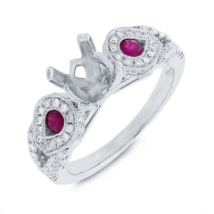 0.46ct Diamond & 0.27ct Ruby 14k White Gold Semi-mount Ring