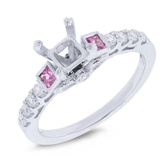 0.24ct Diamond & 0.20ct Pink Sapphire 14k White Gold Semi-mount Ring