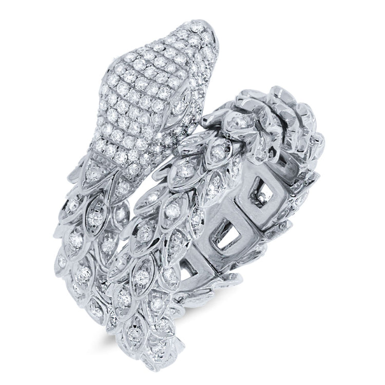 1.31ct 14k White Gold Diamond Snake Ring