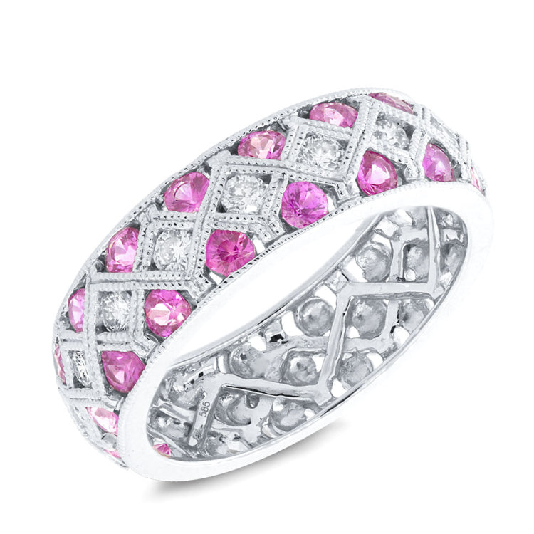 0.40ct Diamond & 1.17ct Pink Sapphire 14k White Gold Lady's Ring