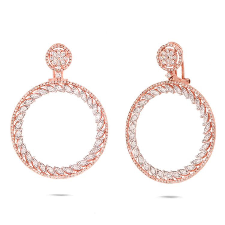 2.51ct 14k Two-tone Rose Gold Diamond Earring
