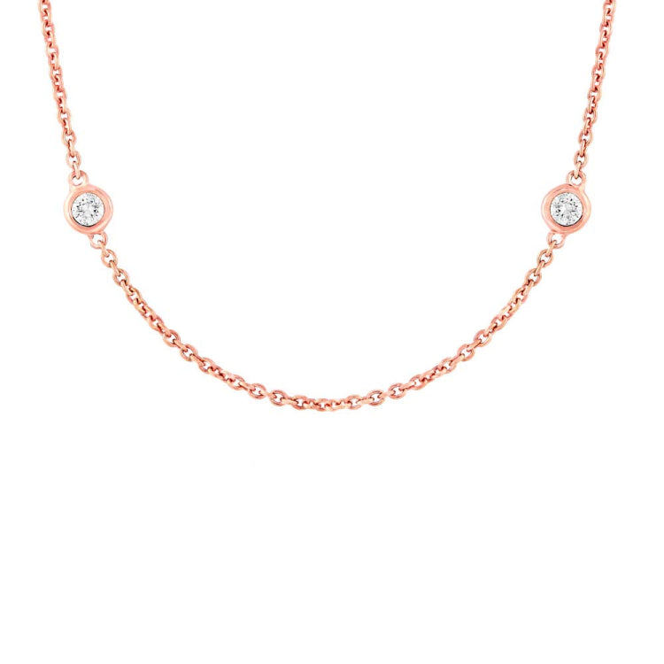 0.54ct 14k Rose Gold 18" Diamonds By The Yard Chain