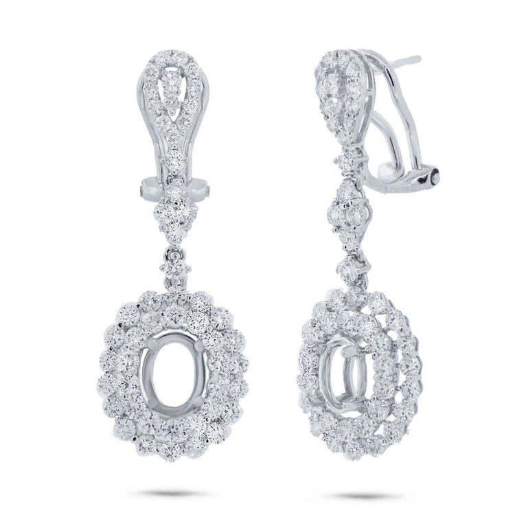 2.34ct 18k White Gold Diamond Semi-mount Earring