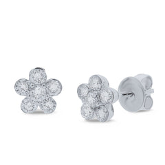 1.02ct 14k White Gold Diamond Flower Stud Earring