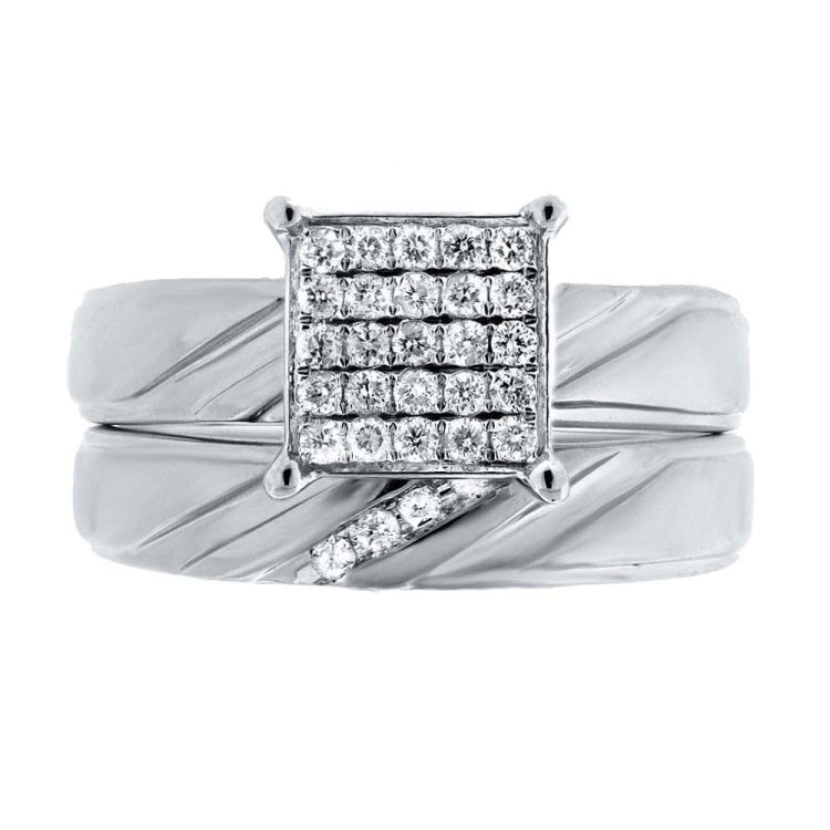 0.26ct 14k White Gold Diamond Wedding Set Pave