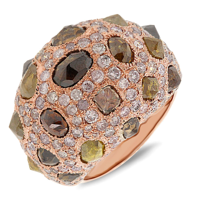 8.95ct 18k Rose Gold Fancy Color Diamond Ring