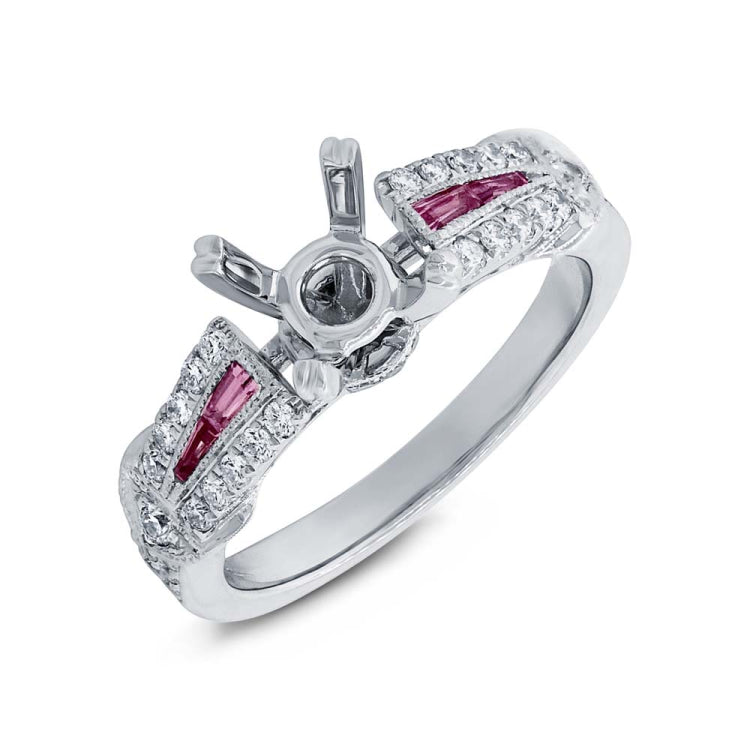 0.32ct Diamond & 0.21ct Pink Sapphire 14k White Gold Semi-mount Ring