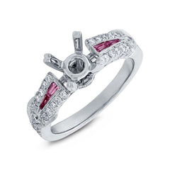 0.32ct Diamond & 0.21ct Pink Sapphire 14k White Gold Semi-mount Ring