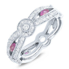 0.82ct Diamond & 0.32ct Pink Sapphire 14k White Gold Lady's Ring