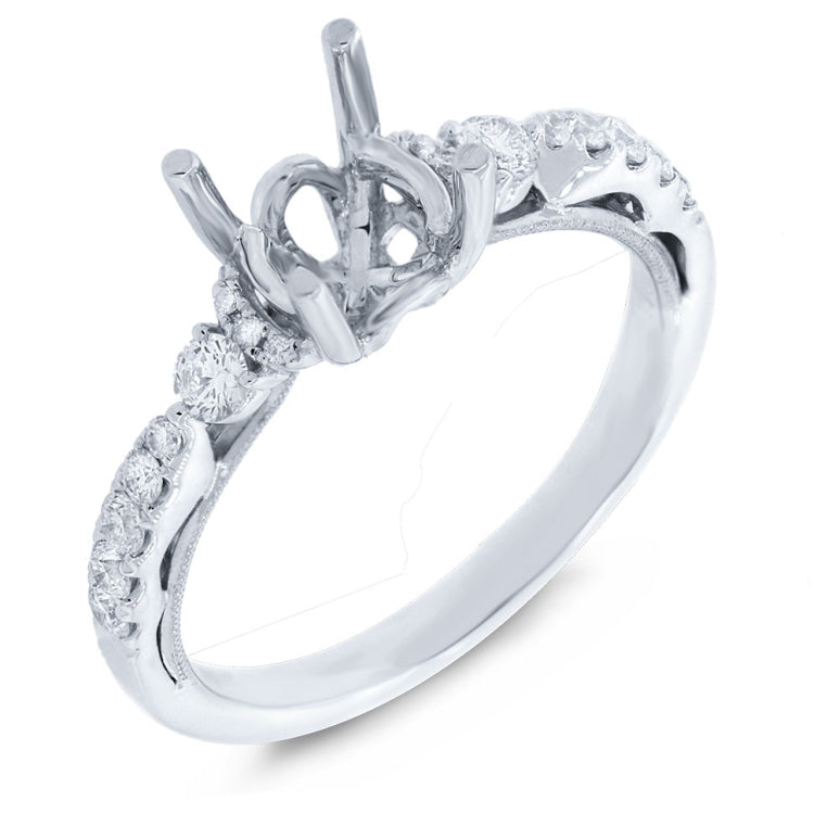 0.34ct 14k White Gold Diamond Semi-mount Ring for 1.00ct Center