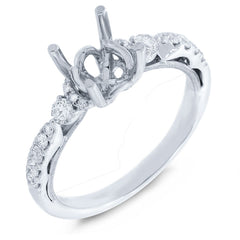0.34ct 14k White Gold Diamond Semi-mount Ring for 1.00ct Center