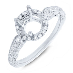 0.62ct 14k White Gold Diamond Semi-mount Ring for 1.00ct Center