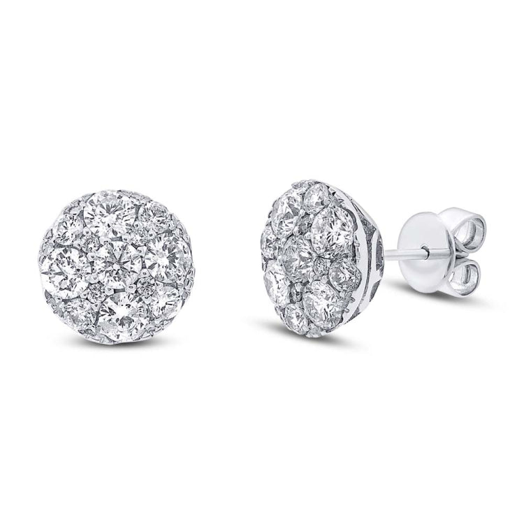 2.00ct 14k White Gold Diamond Cluster Stud Earring