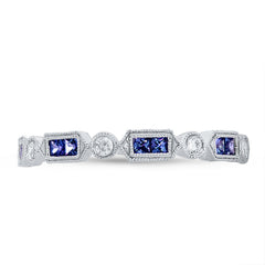 0.21ct Diamond & 0.42ct Blue Sapphire 14k White Gold Lady's Ring