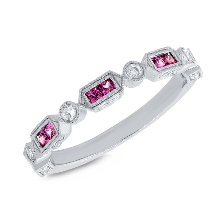 0.21ct Diamond & 0.40ct Ruby 14k White Gold Lady's Ring