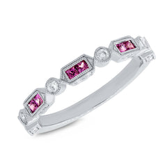 0.21ct Diamond & 0.40ct Ruby 14k White Gold Lady's Ring