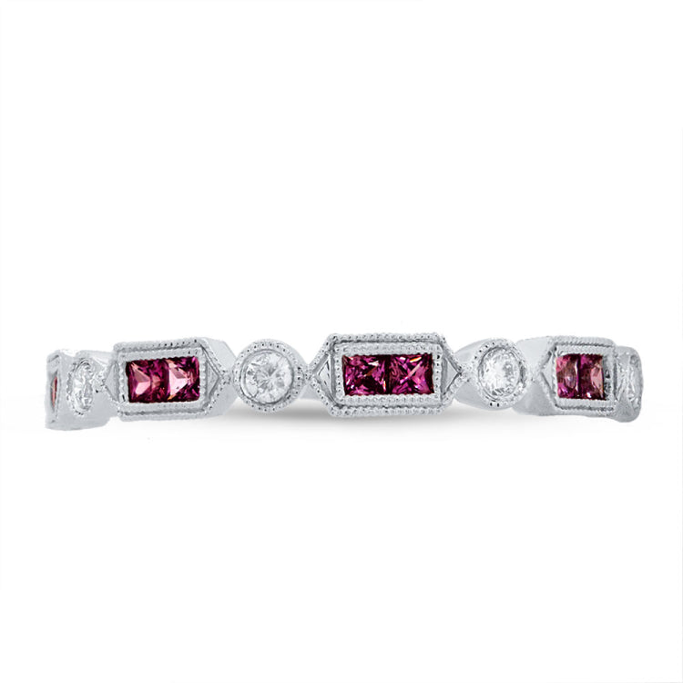 0.21ct Diamond & 0.40ct Ruby 14k White Gold Lady's Ring