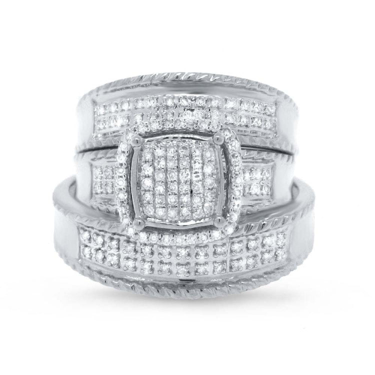 0.38ct 14k White Gold Diamond Trio Set Pave