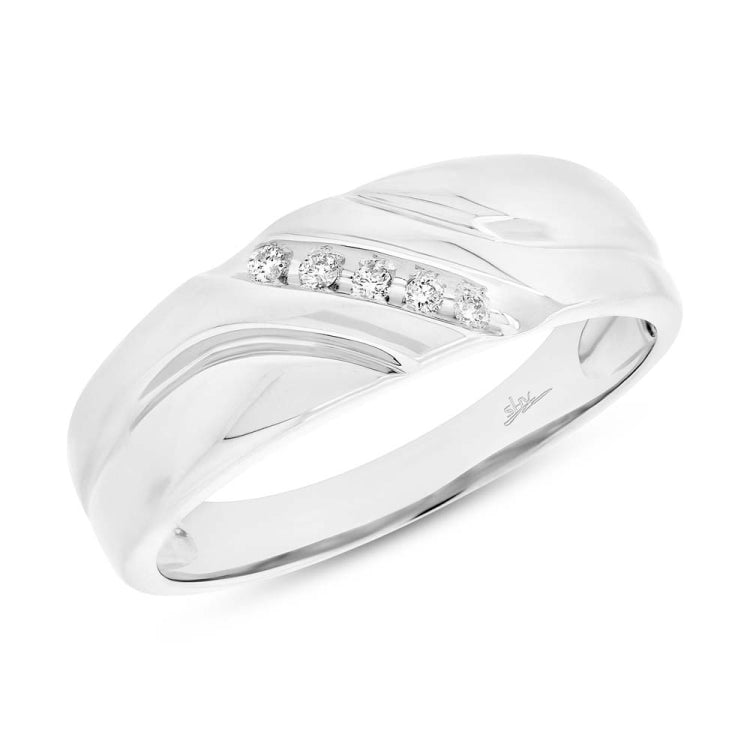 0.06ct 14k White Gold Diamond Men's Band