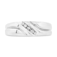 0.06ct 14k White Gold Diamond Men's Band
