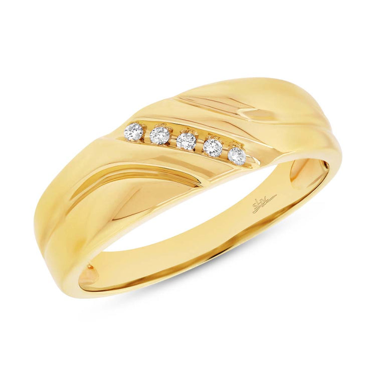 0.06ct 14k Yellow Gold Diamond Men's Band