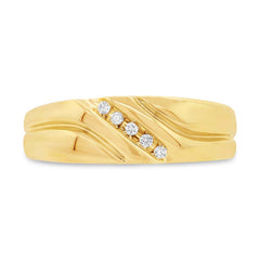 0.06ct 14k Yellow Gold Diamond Men's Band