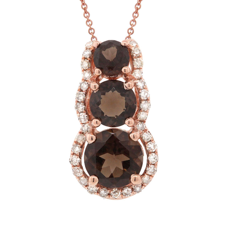 0.10ct Diamond & 0.75ct Smokey Topaz 14k Rose Gold Pendant