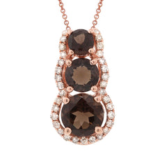 0.10ct Diamond & 0.75ct Smokey Topaz 14k Rose Gold Pendant