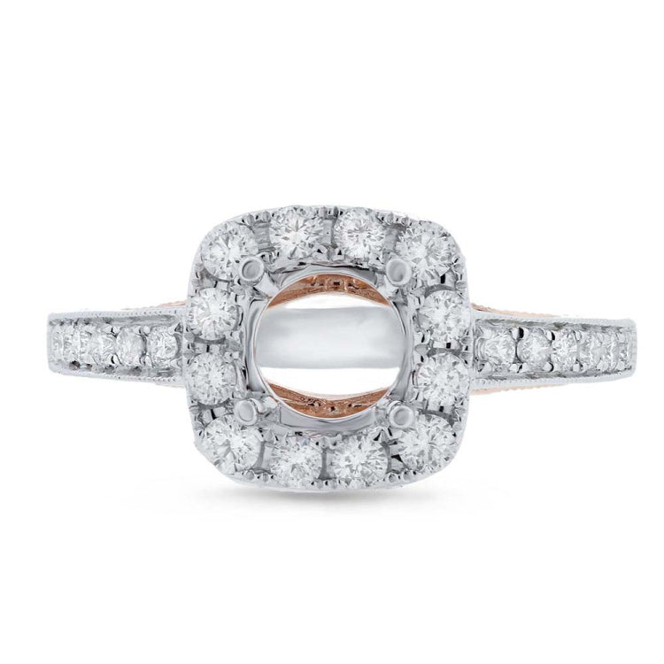 0.52ct 14k Two-tone Rose Gold Diamond Semi-mount Ring