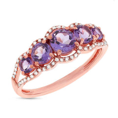 0.17ct Diamond & 1.12ct Amethyst 14k Rose Gold Ring