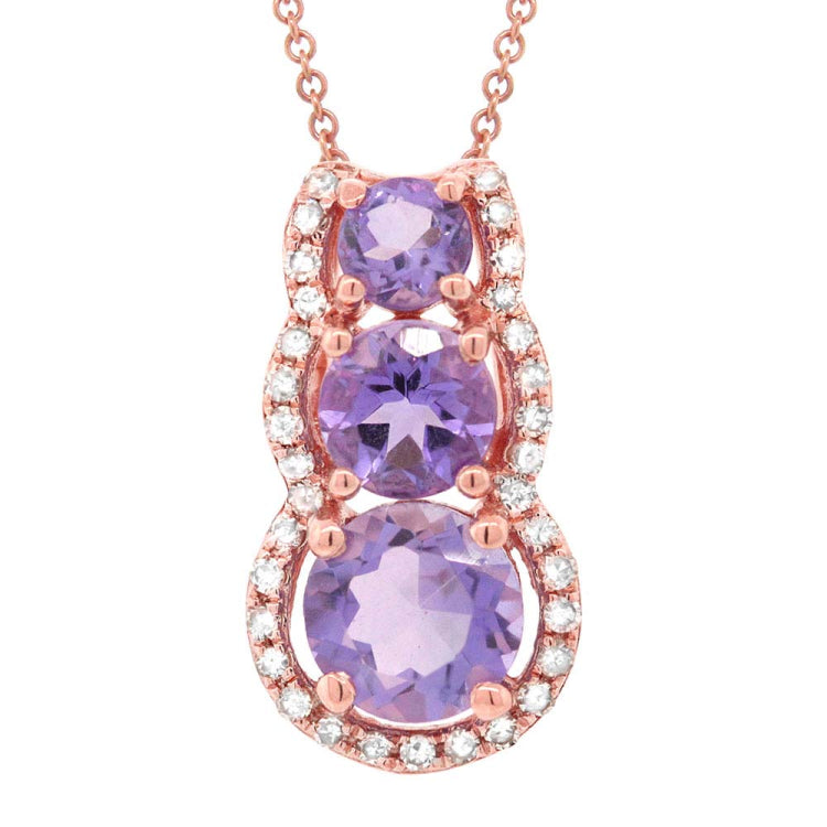 0.10ct Diamond & 0.82ct Amethyst 14k Rose Gold Pendant