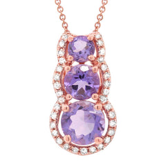 0.10ct Diamond & 0.82ct Amethyst 14k Rose Gold Pendant