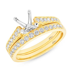 0.48ct 14k Yellow Gold Diamond Semi-mount Ring 2-pc for 0.75ct Center
