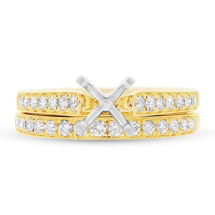0.48ct 14k Yellow Gold Diamond Semi-mount Ring 2-pc for 0.75ct Center