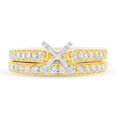 0.48ct 14k Yellow Gold Diamond Semi-mount Ring 2-pc for 0.75ct Center