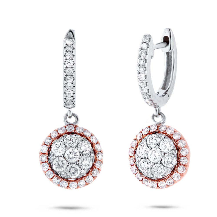 0.93ct 14k Two-tone Rose Gold Diamond Cluster Earring