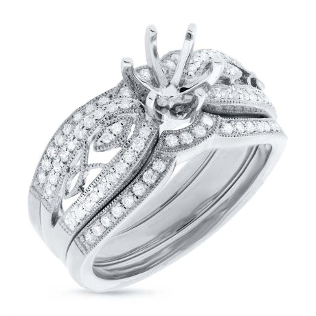 0.42ct 18k White Gold Diamond Semi-mount Ring 3-pc