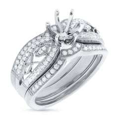 0.42ct 18k White Gold Diamond Semi-mount Ring 3-pc