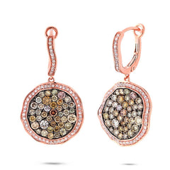 2.45ct 14k Rose Gold White & Multicolor Diamond Earring