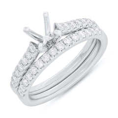 0.58ct 14k White Gold Diamond Semi-mount Ring 2-pc for 0.75ct Center