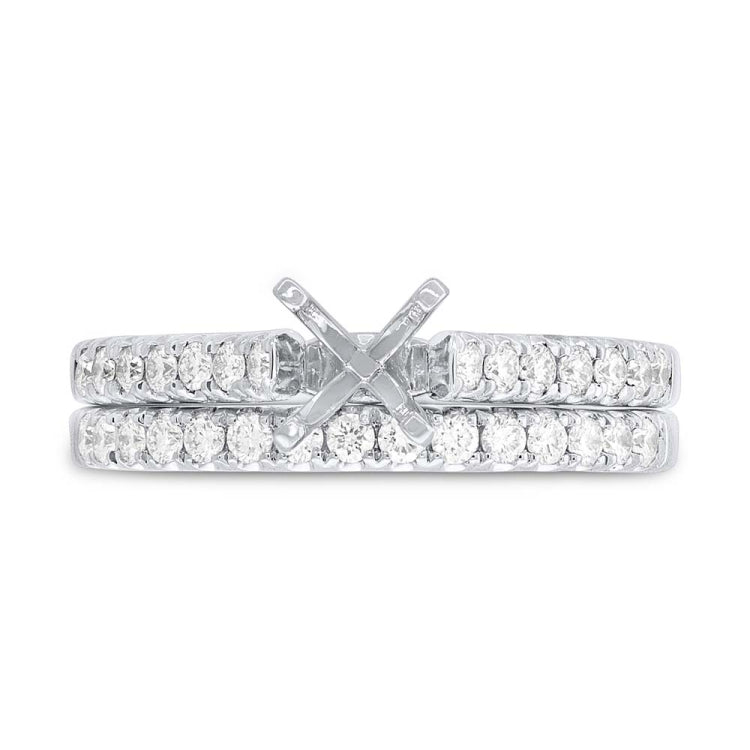 0.58ct 14k White Gold Diamond Semi-mount Ring 2-pc for 0.75ct Center