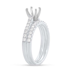 0.58ct 14k White Gold Diamond Semi-mount Ring 2-pc for 0.75ct Center