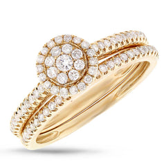0.44ct 14k Yellow Gold Diamond Wedding Set Pave
