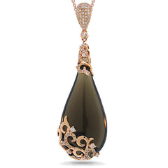 0.63ct Diamond & 40.31ct Smokey Topaz 14k Rose Gold Pendant