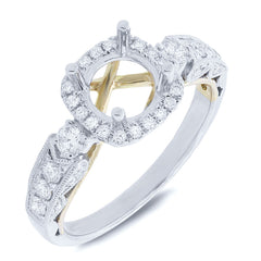 0.55ct 14k Two-tone Gold Diamond Semi-mount Ring for 1.00ct Center