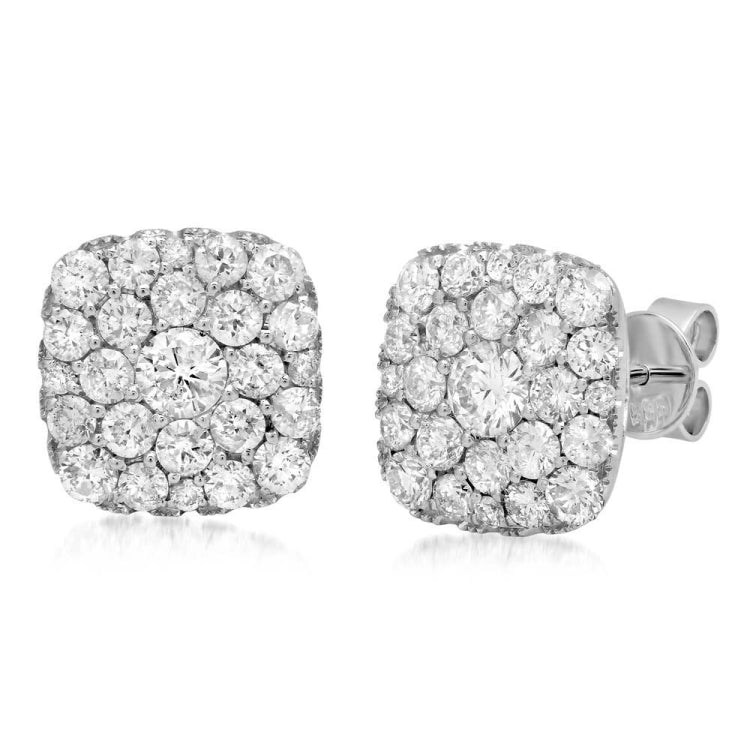 1.95ct 14k White Gold Diamond Cluster Stud Earring