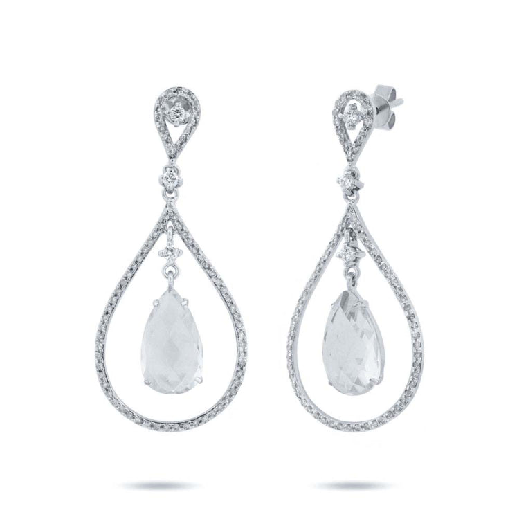 0.54ct Diamond & 4.52ct White Topaz 14k White Gold Earring